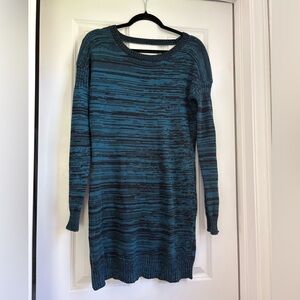 BCBGeneration Teal & Black Marled Scoop Neck Sweater Dress